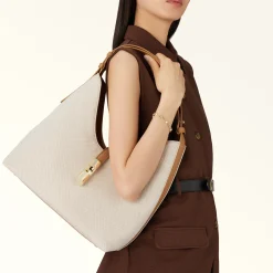 Furla Shoulder Bags|Furla Goccia<Goccia Shoulder Bag M naturale+brandy