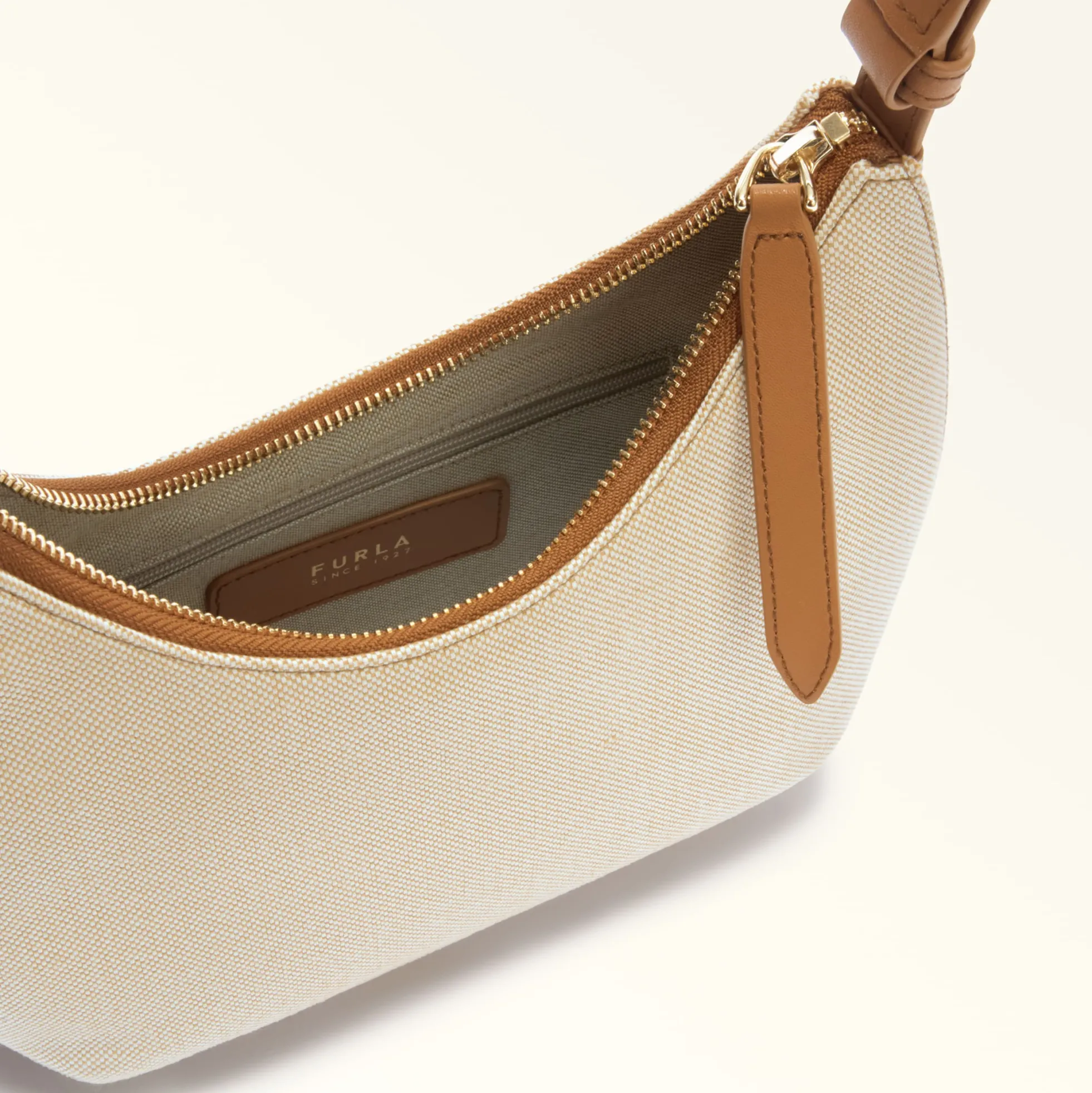 Furla Shoulder Bags|Furla Goccia<Goccia Shoulder Bag S naturale+brandy