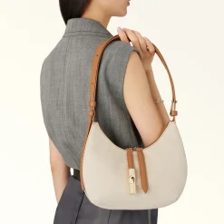 Furla Shoulder Bags|Furla Goccia<Goccia Shoulder Bag S naturale+brandy
