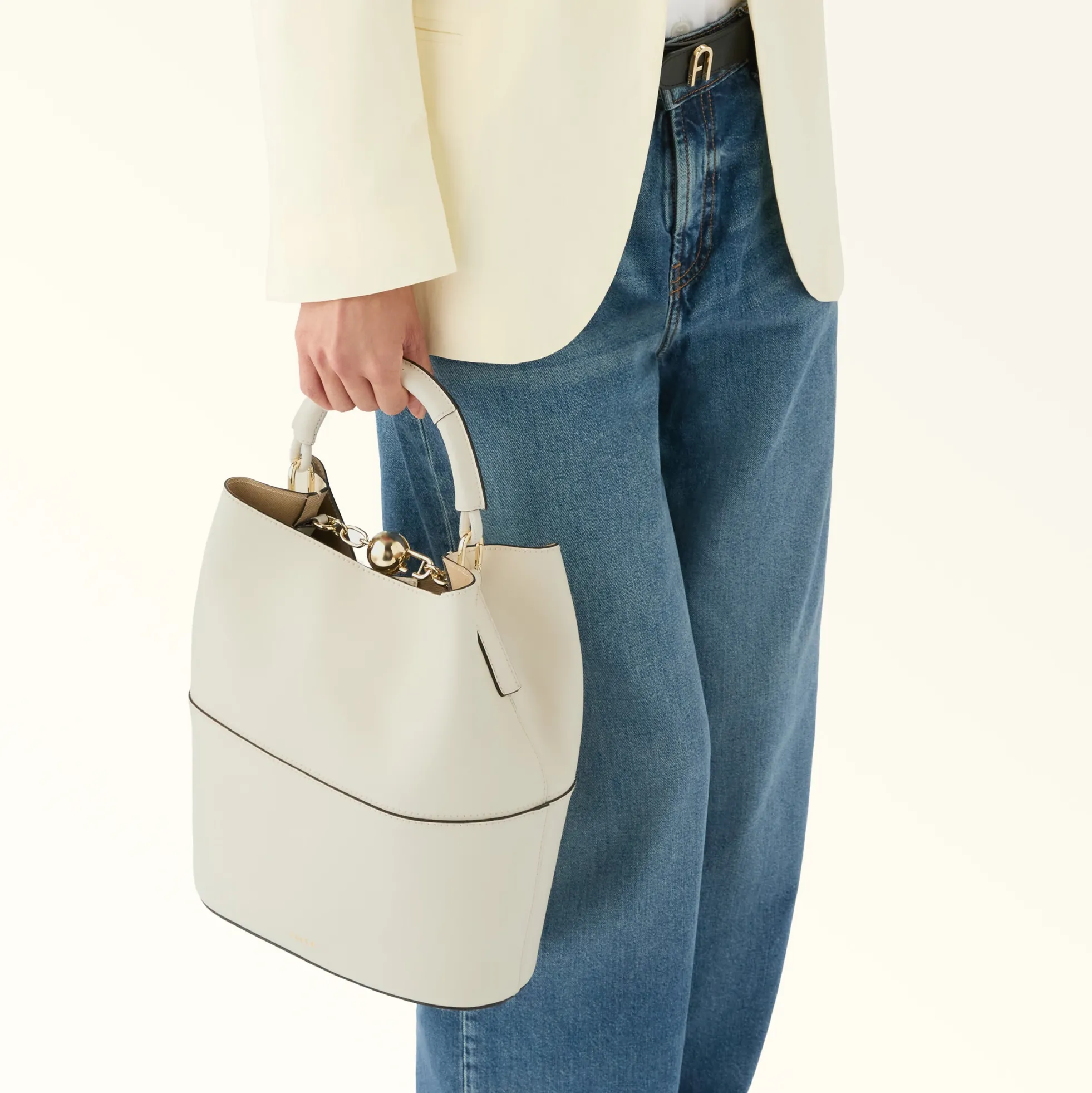 Furla Bucket Bags|Top Handles<Sfera Bucket Bag S panna+avena int.