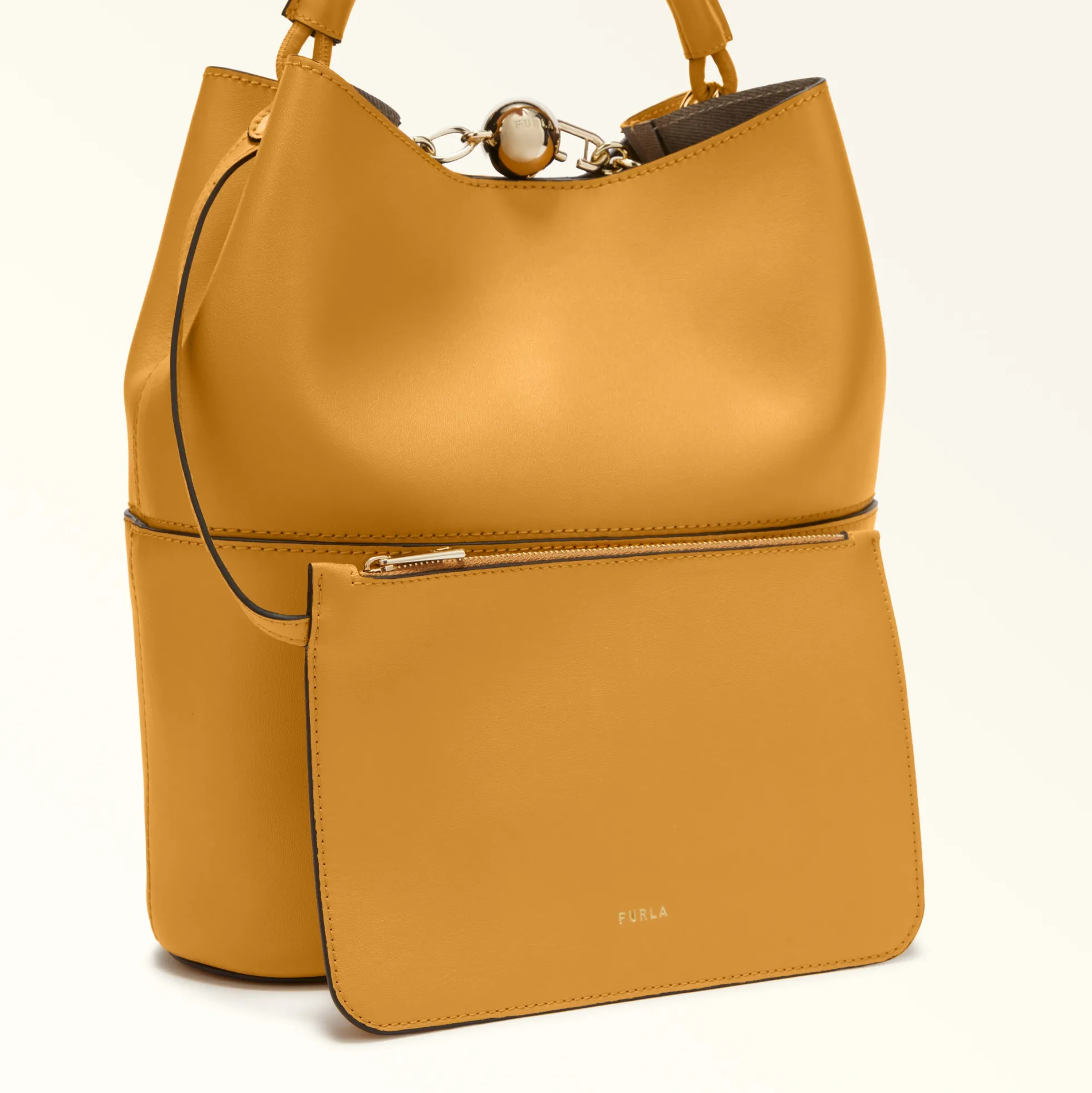 Furla Bucket Bags|Top Handles<Sfera Bucket Bag S senape+vaniglia int.