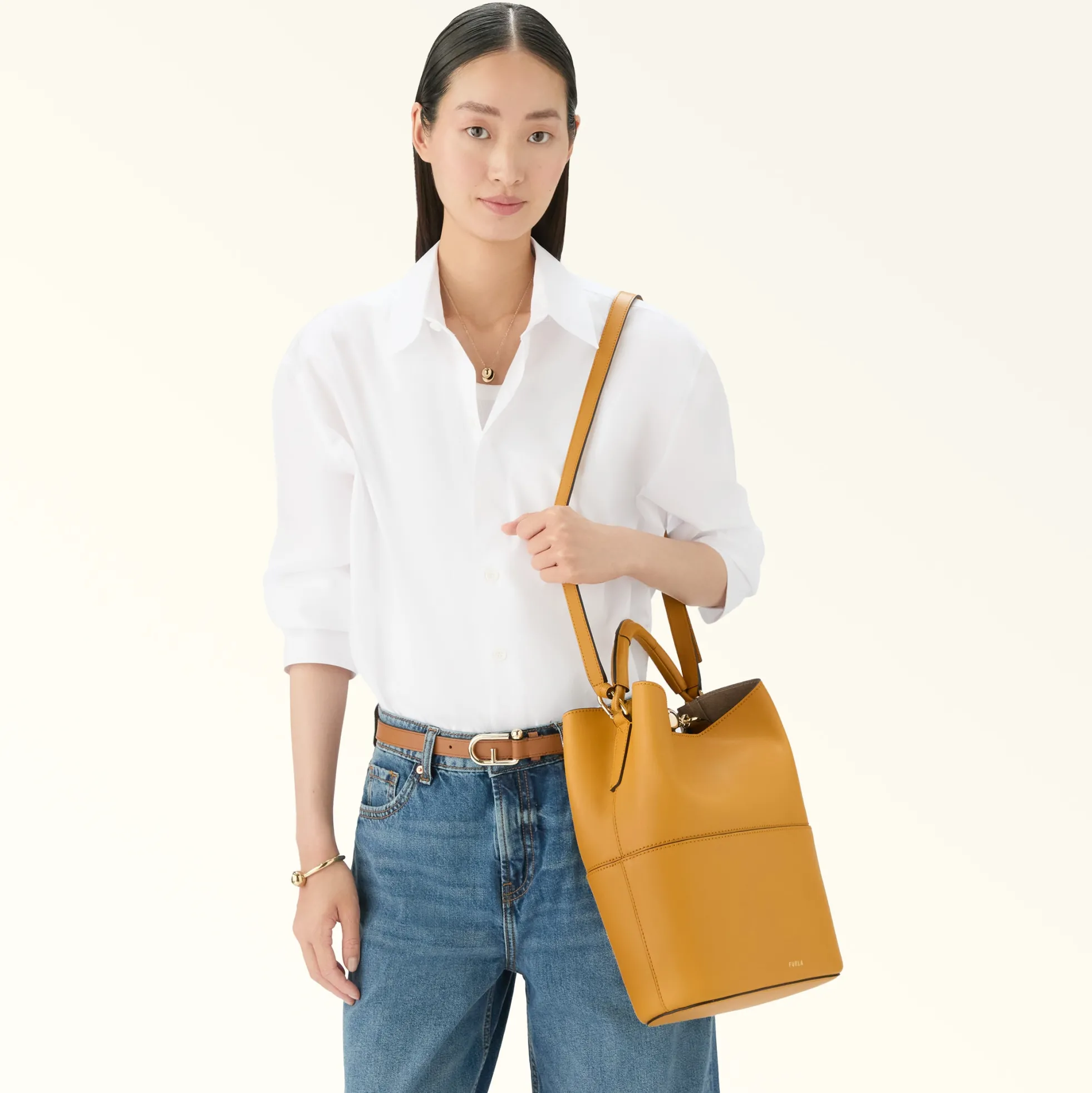 Furla Bucket Bags|Top Handles<Sfera Bucket Bag S senape+vaniglia int.