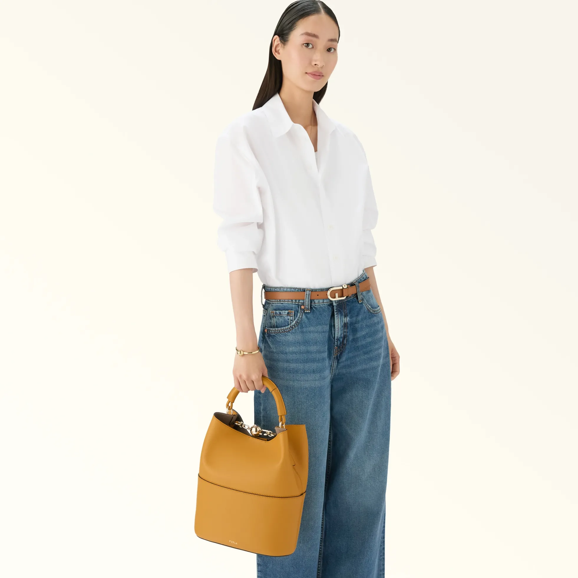 Furla Bucket Bags|Top Handles<Sfera Bucket Bag S senape+vaniglia int.