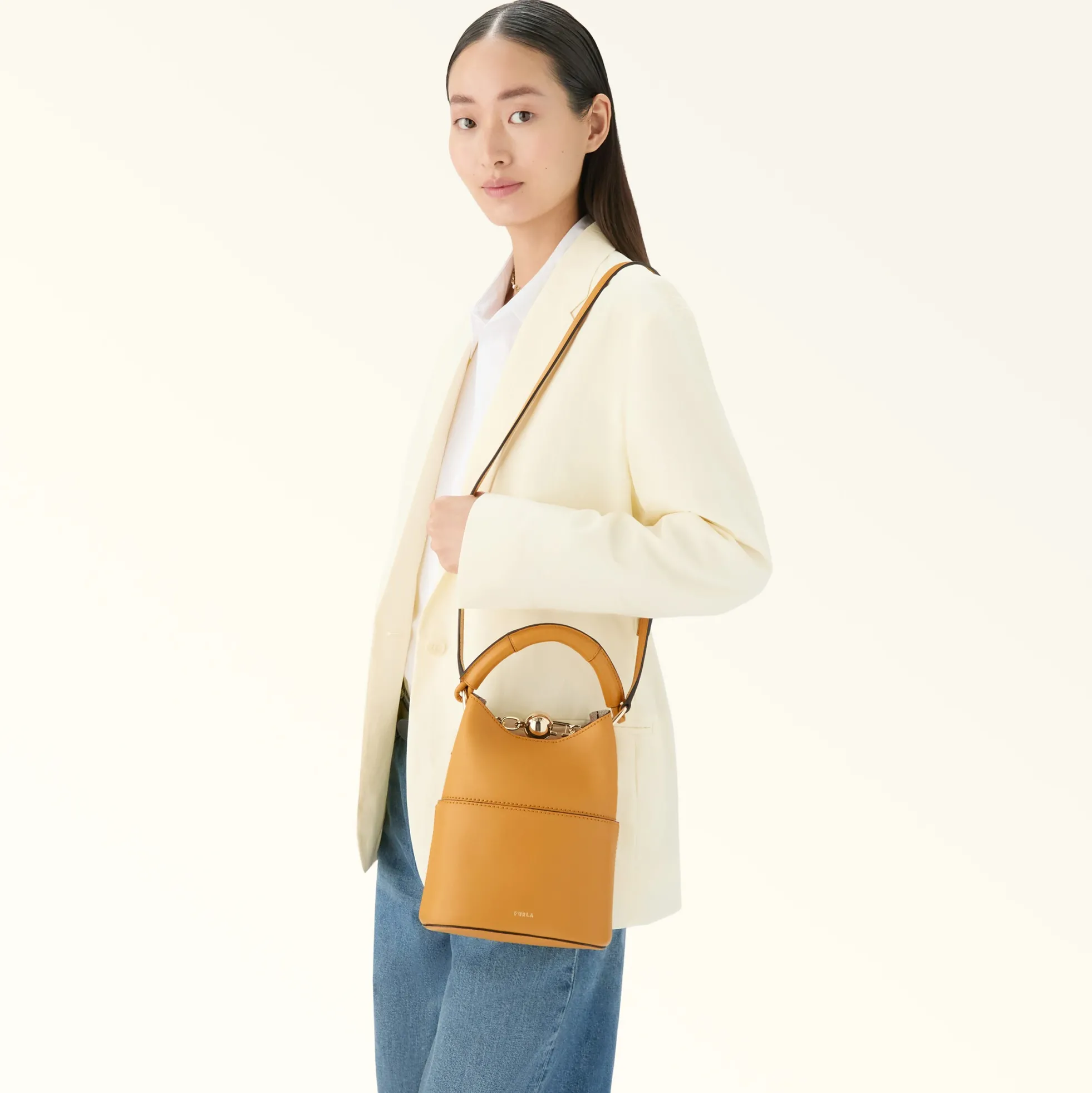 Furla Bucket Bags|Mini Bags And Pouches<Sfera Mini Bag senape+vaniglia int.